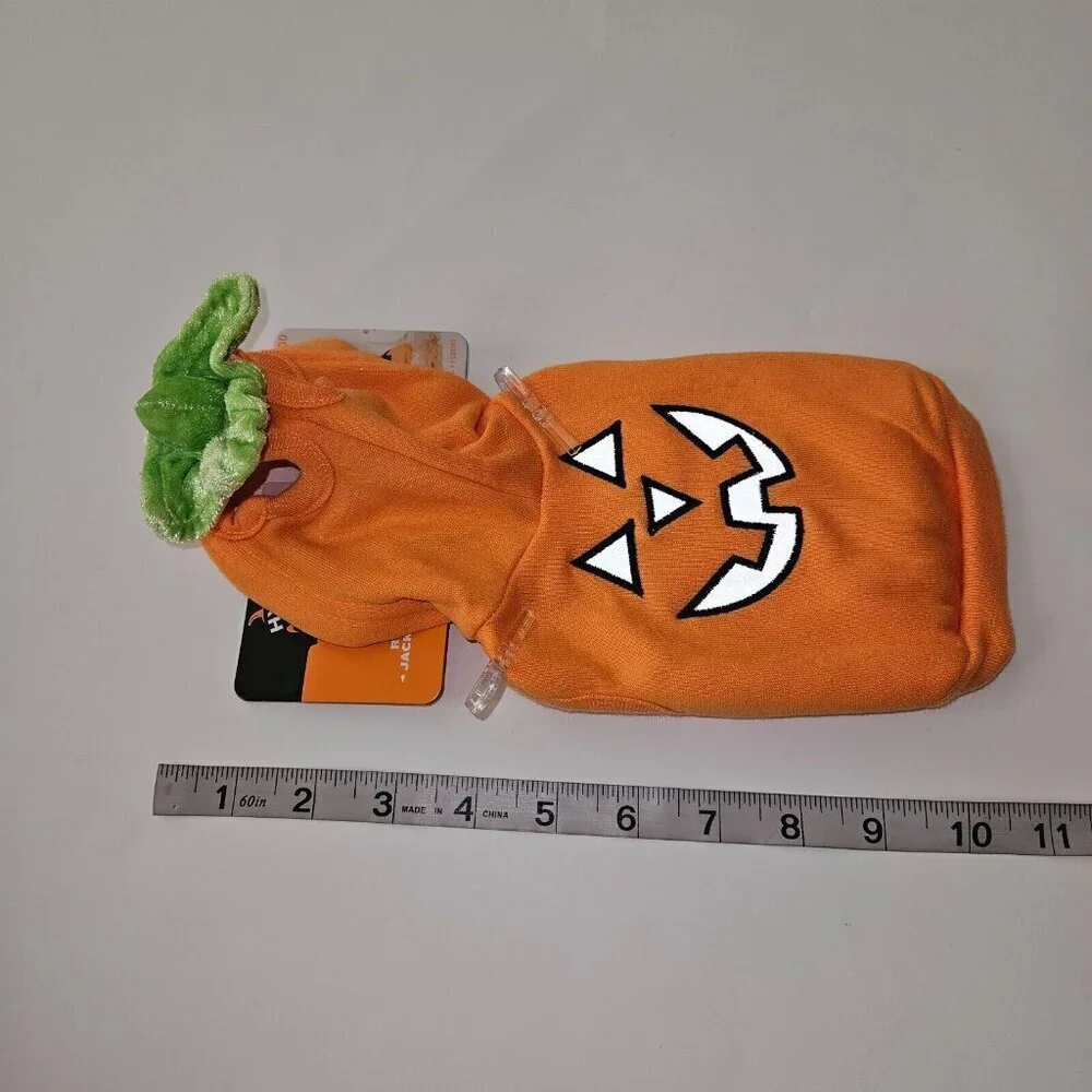 NEW Reflective Jack-O Lantern Cat Dog Pet Halloween Costume XS (Up to 10 lbs)